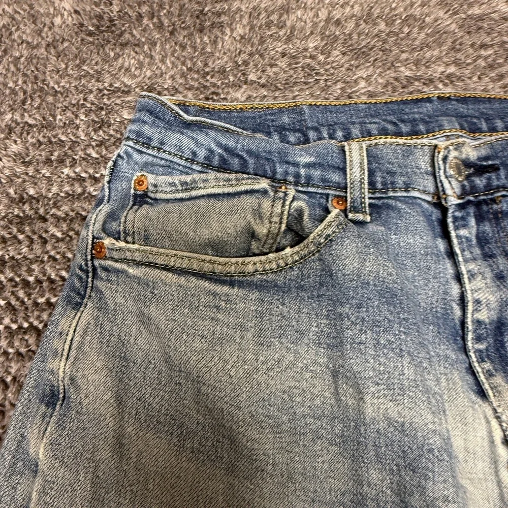 Levis‎ Mens 505 Jeans W34 L32 Light Wash Blue Distressed Regular Fit